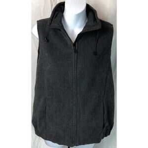 NWT Fuda 100% Silk Vest M Gray Blk Reversible Water Resistant Mock Neck Pockets